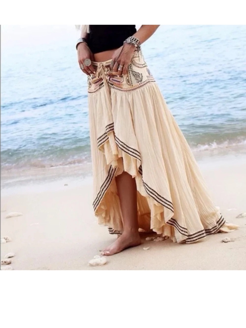 Free People Sun Rises In The East High Low Maxi Skirt NWT RARE Hard to Find